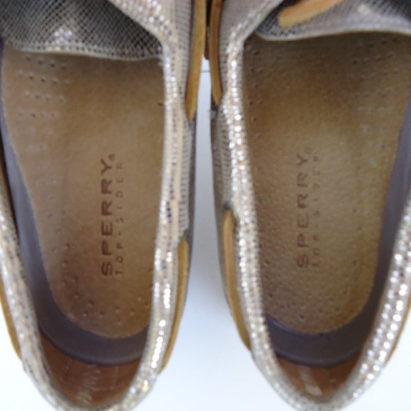 Sperry Women's Sneakers in Shimmering Gold and Tan - Picture 5 of 12